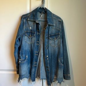 Free People distressed denim jacket